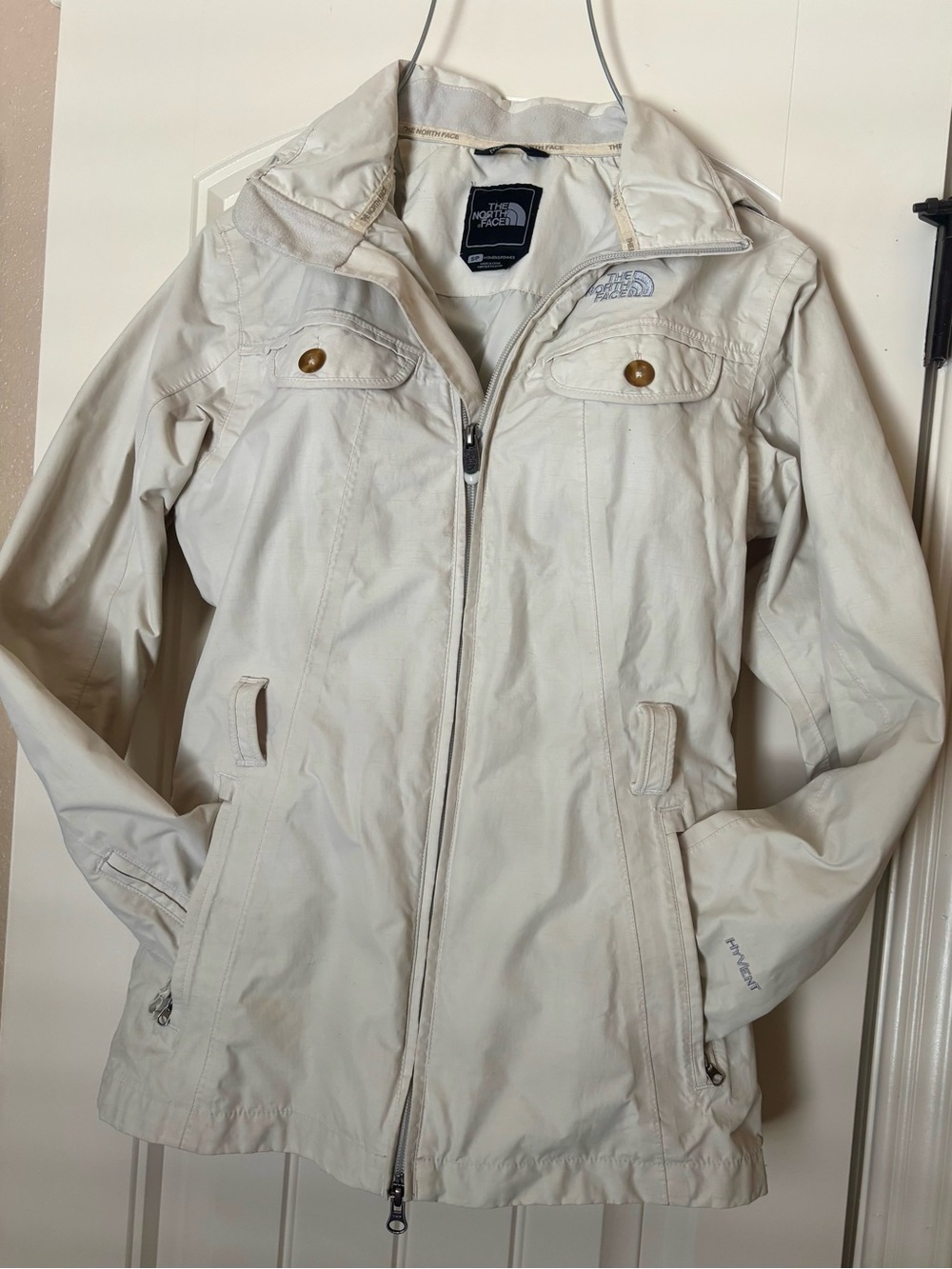 The North Face HyVent Women's Beige Full-Zip-Water Resistant Jacket Size P/S
